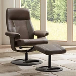 Bruce 31" Wide Chocolate Faux Leather Swivel Recliner And Ottoman New. Price: $679.98.