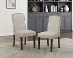 Modern Classic Side Chairs Set Of 2, Taupe Fabric Upholstery Seat Back Nailhea New. Price: $285.49.