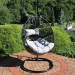 Resin Wicker Hanging Egg Chair With Steel Stand/cushion - Gray By Sunnydaze New. Price: $269.67.