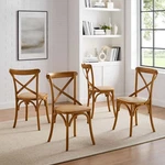 Modway Gear Rustic Modern Farmhouse Elm Wood Rattan Four Dining Chairs Walnut New. Price: $534.50.