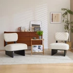 Modern Solid Wood Upholstered Accent Chair Set Of 2 Base Black+white New. Price: $309.99.