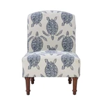 Linon Hawksbill Upholstered Turtle Print Armless Accent Chair Blue & Cream New. Price: $172.99.