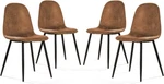 Dining Threshold Chair Set Of 4 Metal Wood Back Faux Leather Mid-century Modern New. Price: $88.19.
