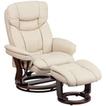 Flash Furniture Leather Swivel Recliner And Ottoman Beige New. Price: $544.00.