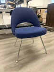 Authentic Saarinen Armless Chair For Knoll Executive - Blue Fabric Open. Price: $550.00.