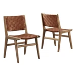 Modway Saoirse 17.5" Woven Leather Dining Side Chair Walnut/brown (set Of 2) New. Price: $288.86.