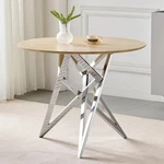 37INC Round Dining Table Small Kitchen With Silver Metal Legs New. Price: $255.00.