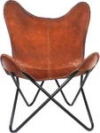 Boho Shy Brown Leather Butterfly Chair With Black Iron Frame New. Price: $198.99.