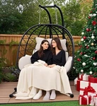 2-PERSON Hanging Egg Chairs For Outside Double Porch Swing With Stand New. Price: $271.99.