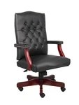 Boss Classic Black Caressoft Chair With Mahogany Finish Frame Model # B905-BK New. Price: $299.61.