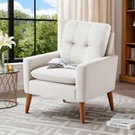 Mid-century Modern Upholstered Accent Chair For Living & Bedroom, White New. Price: $185.99.