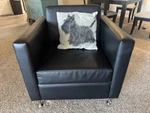 Persuasion Onyx Black Accent Chair Armless Modern Chrome Legs Polyurethane Foam Used. Price: $199.00.
