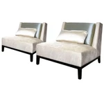 Christian Liaigre For Holly Hunt Latin Lounge Chair, Ebonized Oak, Dupioni Silk Used. Price: $7800.00.