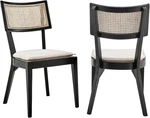 Modway Caledonia Wood Dining Chair Cane Rattan Black Beige Set Of 2, Pc Open. Price: $274.00.