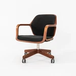 1960S Don Pettit For Knoll Associates Bent Walnut Desk Chair Black, Model 1105 Used. Price: $2000.00.