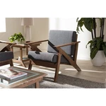Baxton Studio Cayla Lounge Chair Grey Mid-century Walnut Brown New. Price: $238.00.