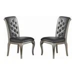 Benjara Set Of 2 Rubber Wood Dining Chair With Tufted Back- Gray And Silver New. Price: $300.99.