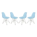 Leisuremod Cresco Eiffel Base Dining Side Chair Set Of 4 Transparent Blue New. Price: $371.27.