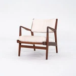1960S Jens Risom Design U-430 Lounge Chair With Arms In Walnut White Fabric Used. Price: $3500.00.