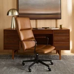 West Elm Cooper Mid-century High-back Leather Swivel Office Chair. Best Seller! Used. Price: $600.00.