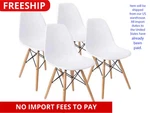 Mid-century Modern Dining Chair, Set Of 4, White And Beech Color For Indoor New. Price: $89.99.