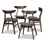 Baxton Studio Britte Dark Oak Wood Dining Chairs Gray - Set Of 4 New. Price: $296.99.
