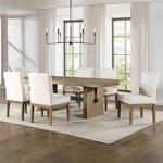 Steve Silver Aubrey 7-PIECE 78-96" Dining Table Set W/ Parsons Chairs Brown New. Price: $1484.60.