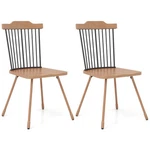 Dining Chair With Spindle Back And Ergonomic Contoured Seat Set Of 2-NATURAL New. Price: $155.48.