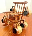 Vintage Wooden Rocking Chair Coaster Holder Set Of 6 Rustic Handmade Mugs Shots Used. Price: $130.50.