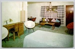 Alps Court Rapid City Sd Postcard Mid Century Modern Saucer Chairs Motel Room Used. Price: $9.95.