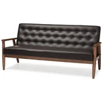 Baxton Studio Sorrento Faux Leather Tufted Sofa In Brown New. Price: $460.99.