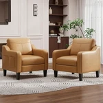 Malol Pu Leather Accent Chair Set Of 2 Mid Century Brown New. Price: $424.88.