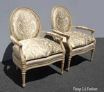 Pair Classic Henredon Silk Down Accent Chairs Large French Louis Xvi Bergere Used. Price: $1898.00.