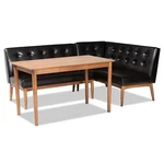 Baxton Studio Arvid Dark Brown Faux Leather 3-PIECE Wood Dining Nook Set New. Price: $945.99.