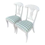 Pair 2000S Ethan Allen New Country Maple / Birch Dining Chairs (33-6410 Cotton) Used. Price: $598.00.