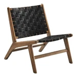 Modway Saoirse Woven Leather & Wood Accent Lounge Chair In Black And Walnut New. Price: $199.42.