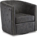 Brentlow Distressed Black Tufted Barrel Swivel Accent Chair By Signature Design New. Price: $865.99.
