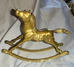 Antique Solid Brass Rocking Horse Gold Lustre Racing Race Grand National Uk Used. Price: $53.72.