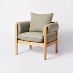 Arbon Wood Dowel Accent Chair With Cushion Arms Light Gray Linen - Threshold New. Price: $299.99.