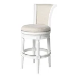 Maven Lane Pullman Bar Stool, Alabaster White Finish W/ Cream Fabric Upholstery New. Price: $249.99.