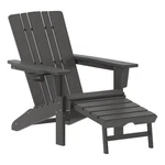 Flash Furniture Halifax Plastic Adirondack Chair With Pullout Ottoman In Gray New. Price: $316.47.