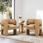 Set Of 2 Modern Velvet Barrel Accent Chairs For Living Room, Khaki New. Price: $563.99.