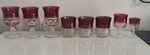 Vintage Ruby Flash Red Glass Barware Set Goblets Tumblers Pressed RETRO8PC Used. Price: $119.00.