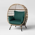 Outdoor Patio Egg Chair, Jade Cushions, Wicker & Black Steel Frame - Threshold New. Price: $300.00.