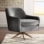 Ames Quilted Gray Velvet Swivel Chair New. Price: $699.99.