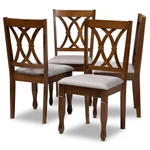 Baxton Studio Augustine Grey Fabric Walnut Finished 4-PIECE Dining Chair Set New. Price: $296.99.