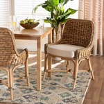 Kyle Woven Rattan Dining Side Chair With Cushion White/natural - Bali & New. Price: $193.99.