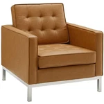 Modway Loft Tufted Vegan Leather Stainless Steel Armchair Silver/tan New. Price: $373.99.