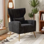 Modern Accent Upholstered Velvet Fabric Reading Mid-century Armchair Black New. Price: $197.97.