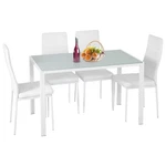 Dining Table Set 5 Piece White Glass Kitchen 4 Chairs Fdw Upholstered New. Price: $299.99.